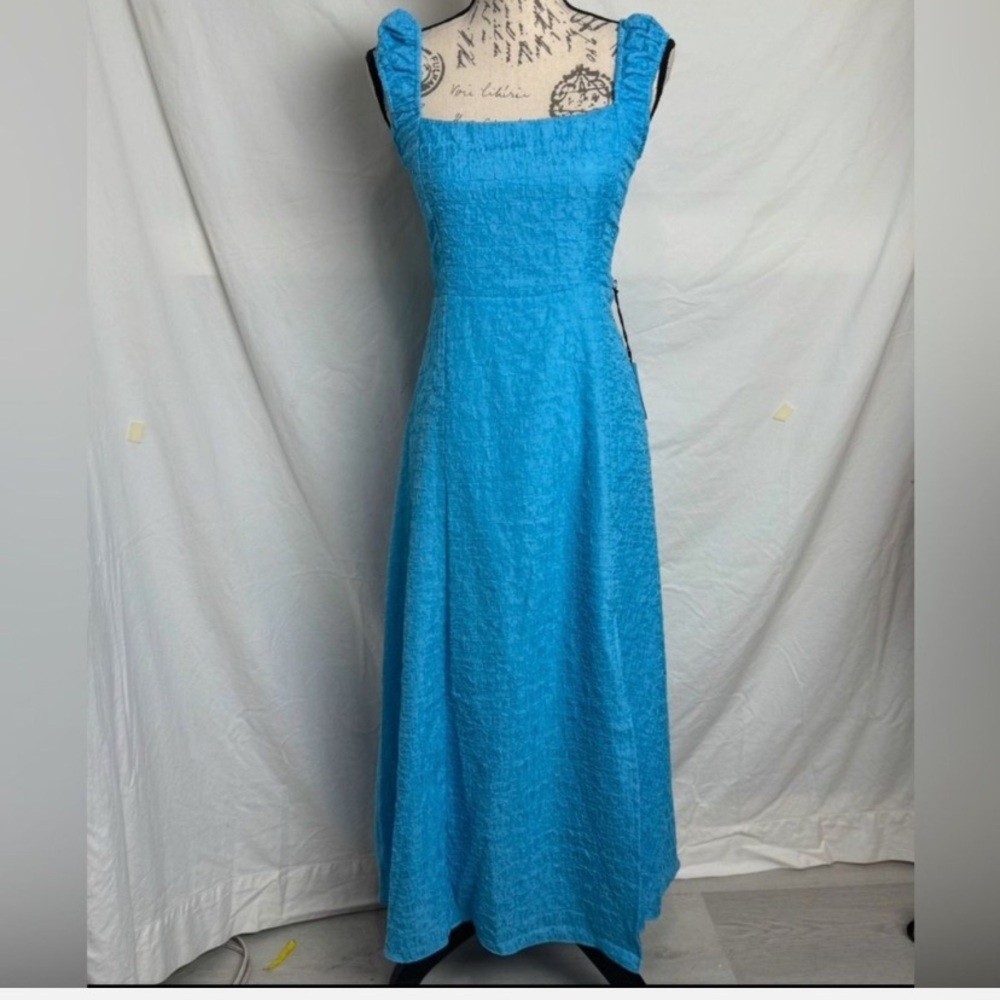 Astr Blue Ruffled Backless Midi Dress - Picture 5 of 8